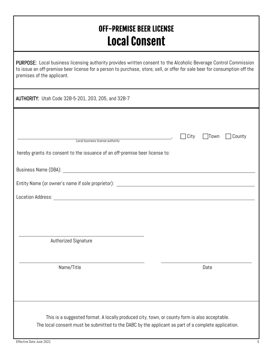 Off-Premise Beer Retail License Application - Utah, Page 5