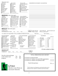 Search and Rescue Application Form - Utah, Page 2