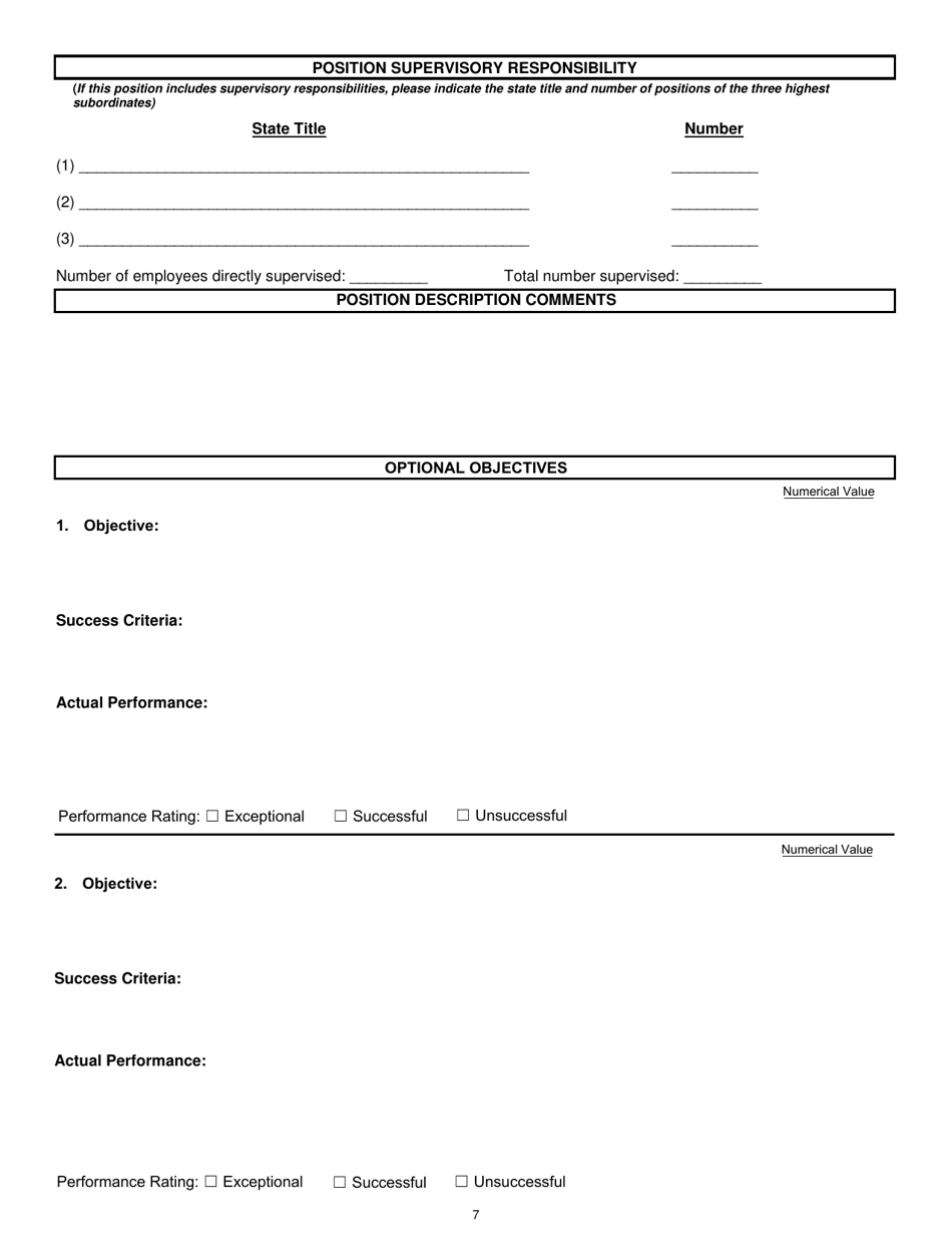 Position Description / Employee Performance Evaluation Form - South Carolina, Page 7