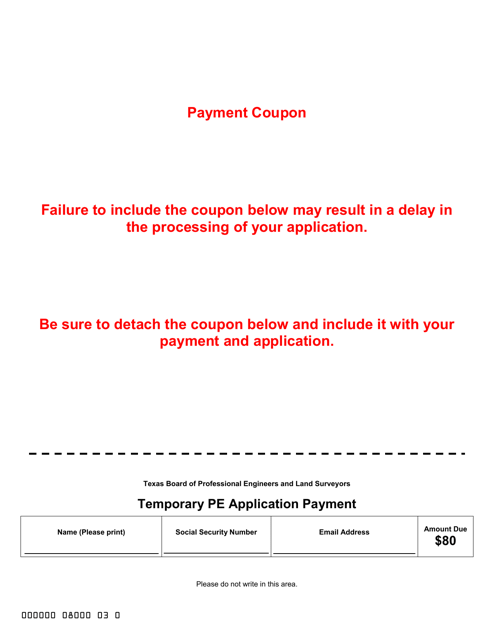 Application for Temporary Licensure - Texas Download Pdf