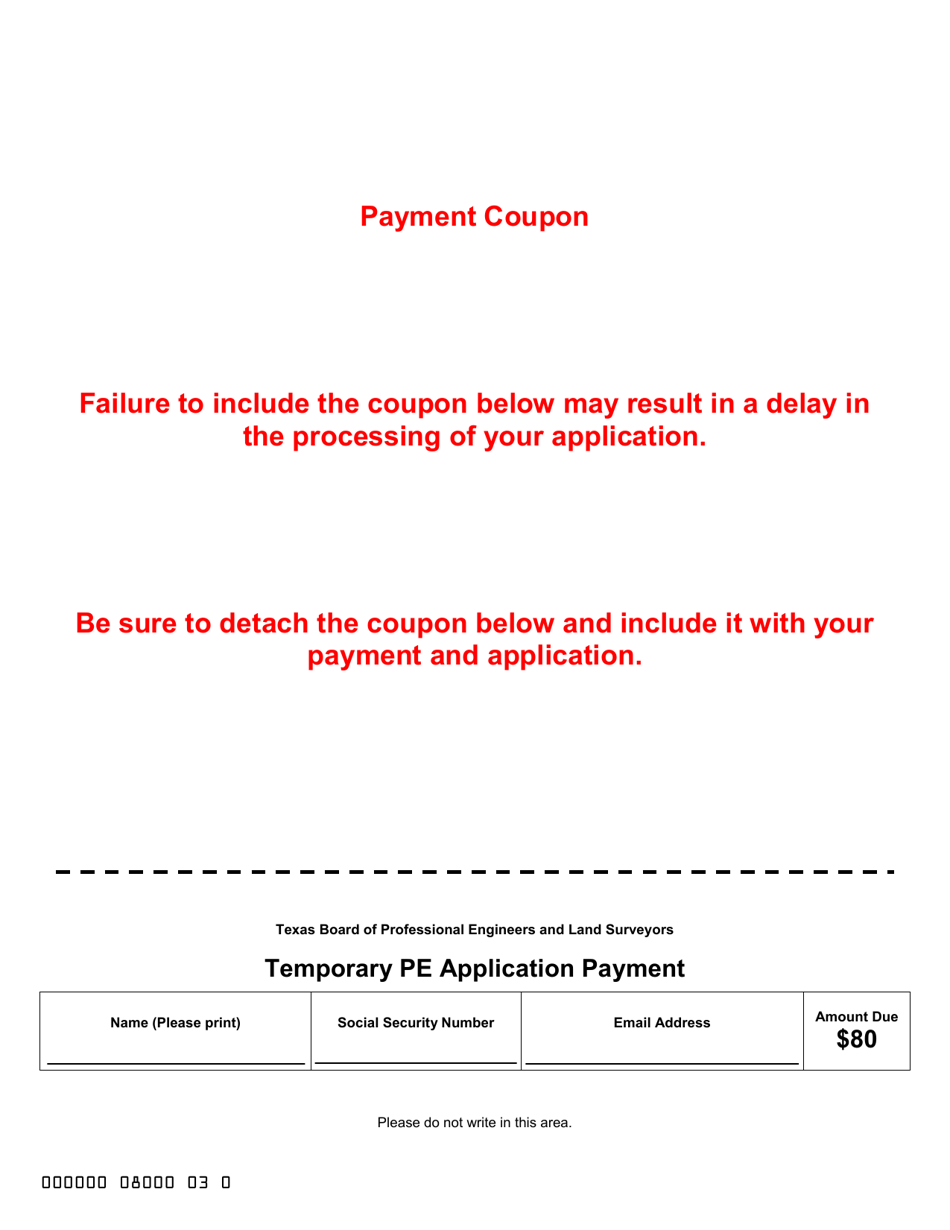 Application for Temporary Licensure - Texas, Page 1