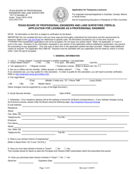 Application for Temporary Licensure - Texas, Page 3