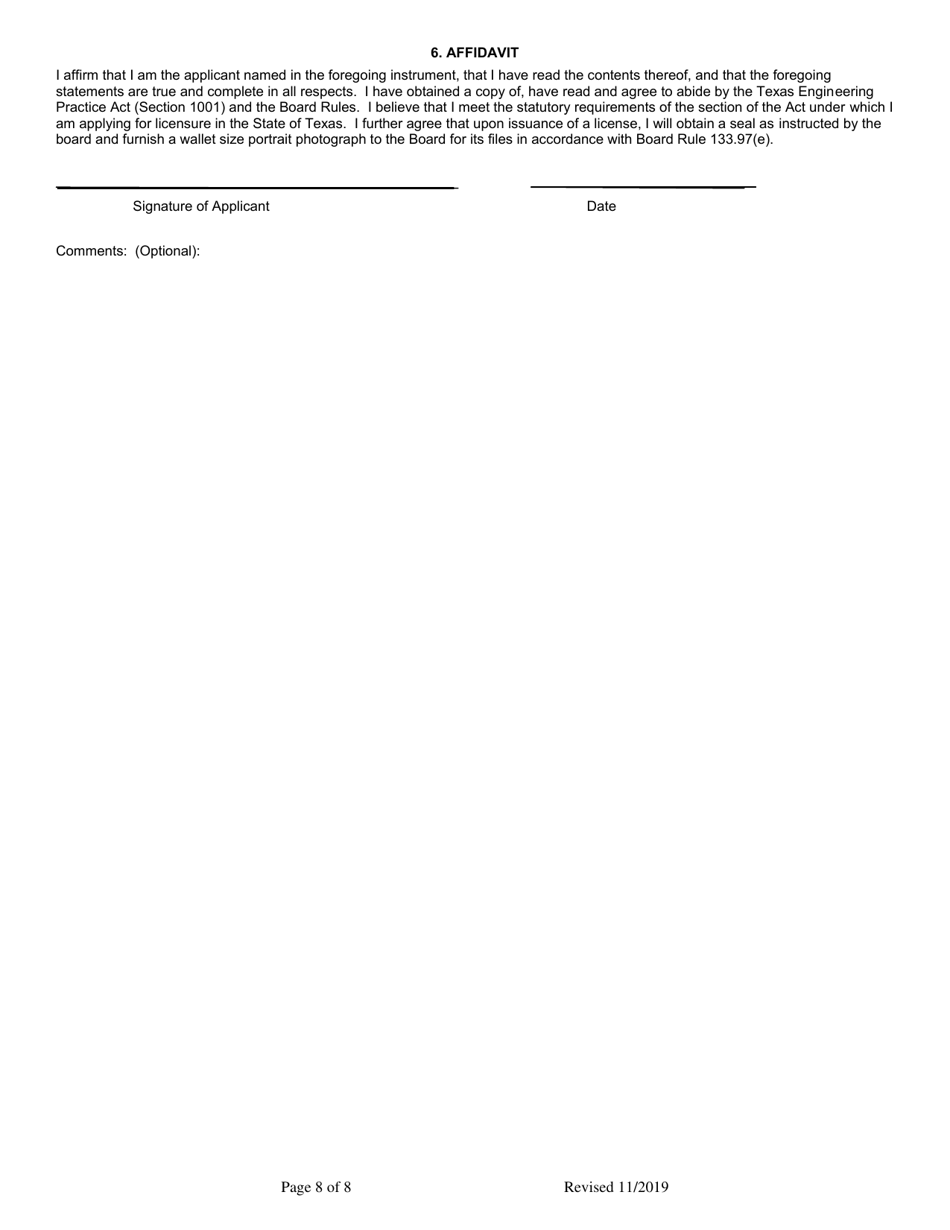 Application for Temporary Licensure - Texas, Page 8