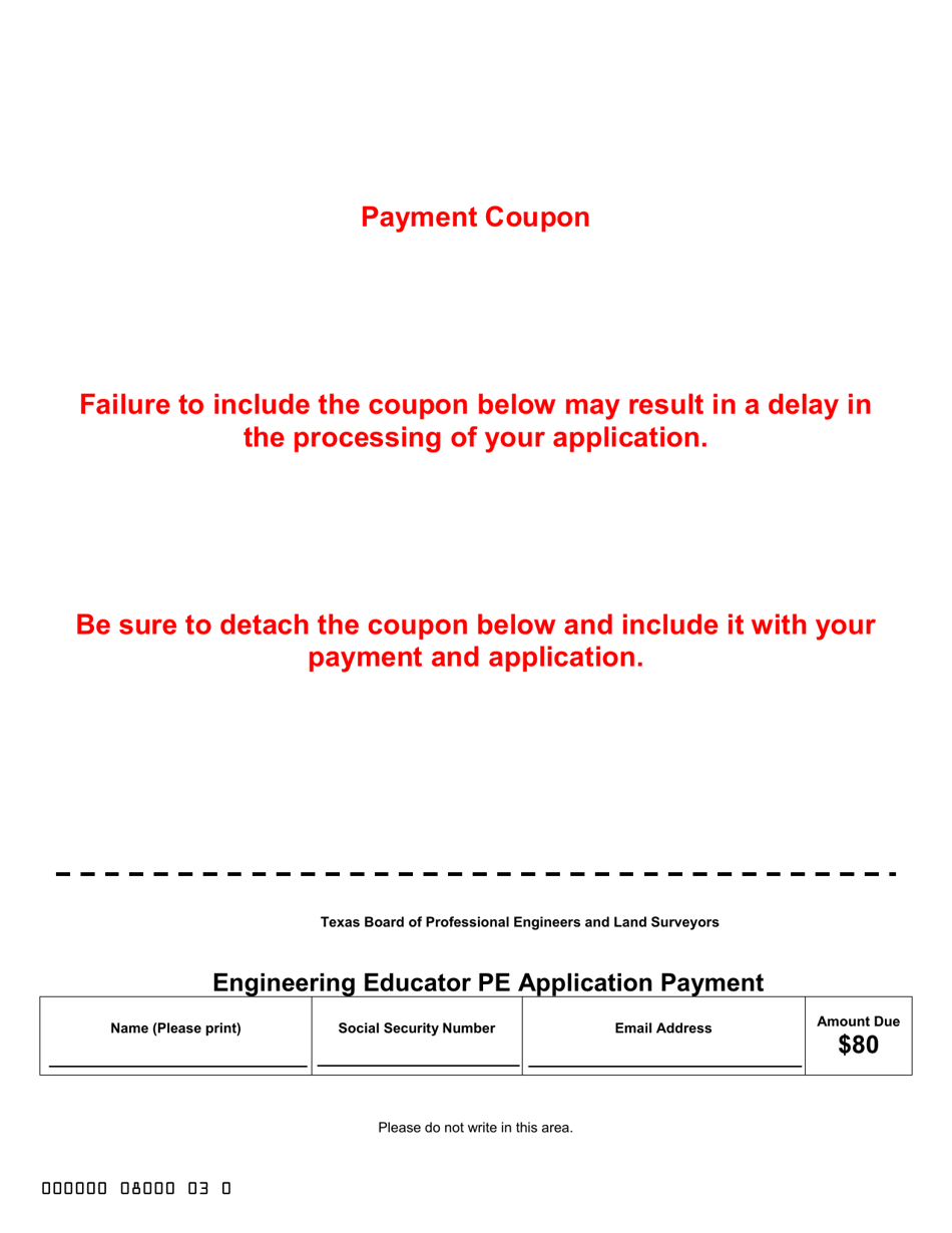 Application for Engineering Educators - Texas, Page 1
