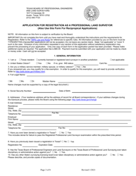 Application for Registration as a Professional Land Surveyor - Texas, Page 3