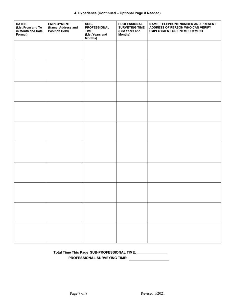 Application for Registration as a Professional Land Surveyor - Texas, Page 6