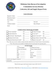 Document preview: Laboratory Kit and Supply Request Form - Oklahoma