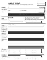 Document preview: Form SCL021 Consent Order - British Columbia, Canada