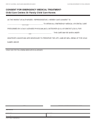 Document preview: Form LIC627 Consent for Emergency Medical Treatment - Child Care Centers or Family Child Care Homes - California
