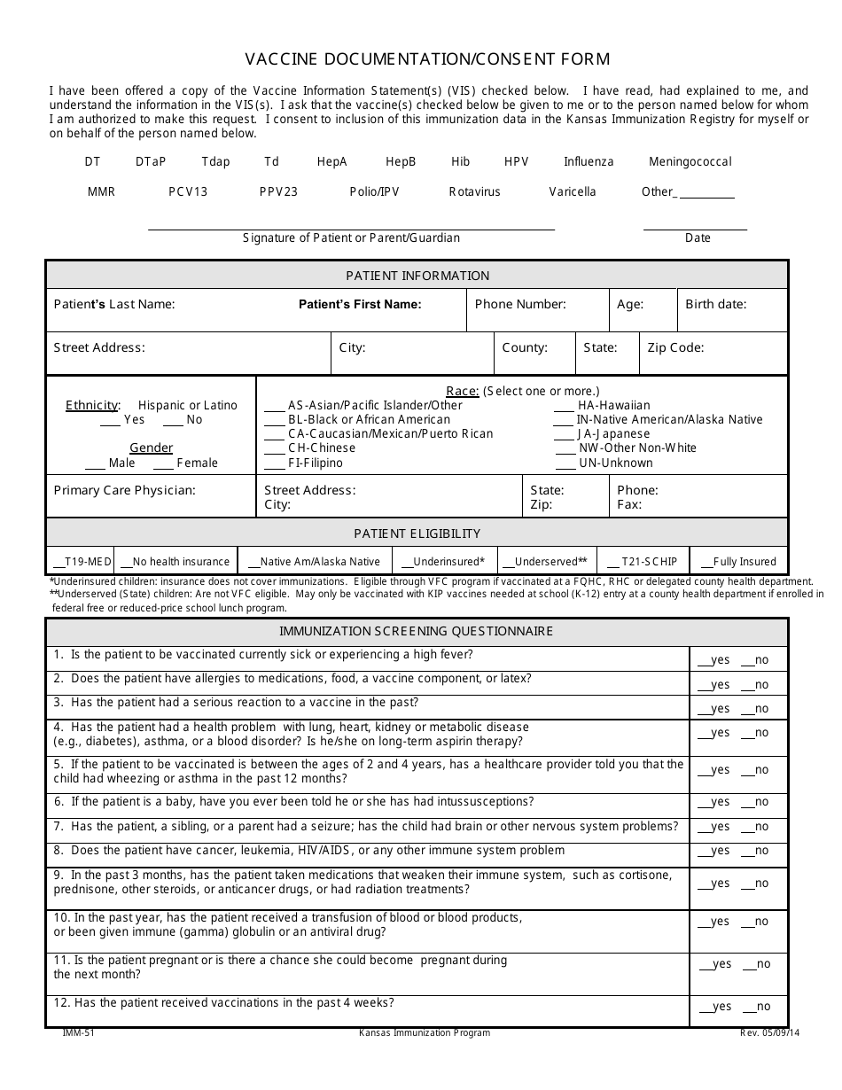 Form IMM-51 - Fill Out, Sign Online and Download Printable PDF, Kansas ...