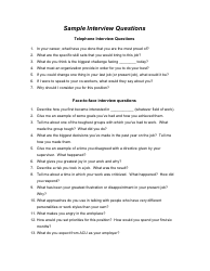 Sample &quot;Telephone/Face-To-Face Interview Questionnaire Template&quot;