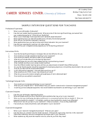 Document preview: Sample Interview Questionnaire Template for Teachers - University of Delaware - Delaware