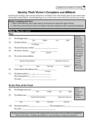 Document preview: Identity Theft Victim's Complaint and Affidavit Form (Ftc Identity Theft Report)