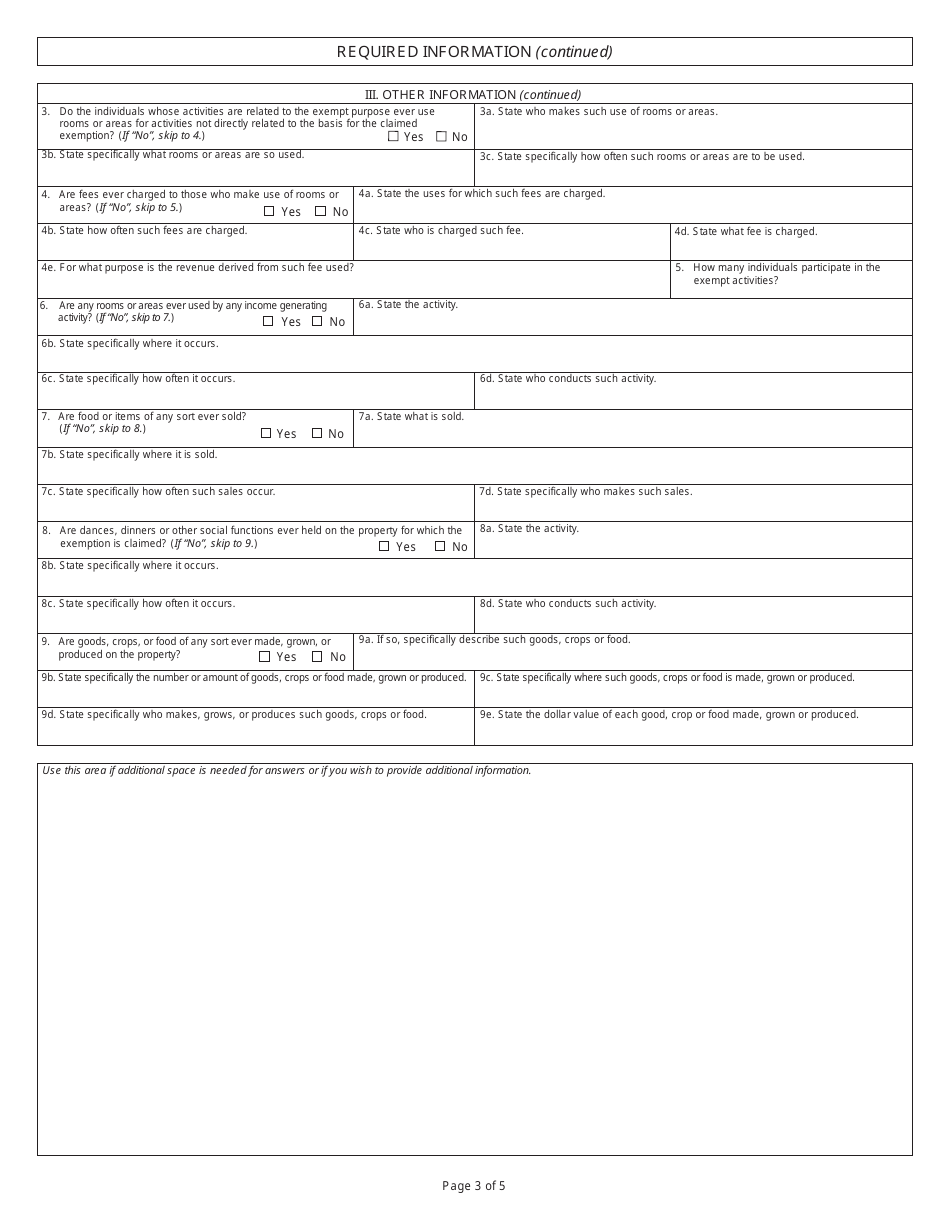 Form 136 (State Form 9284) Application for Property Tax Exemption - Indiana, Page 3