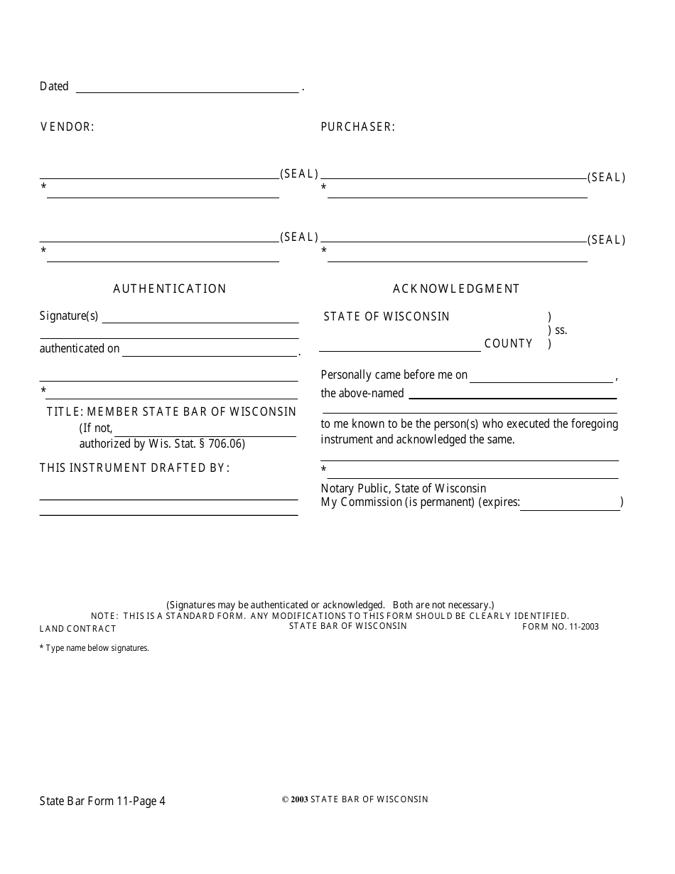 Form 11-2003 Land Contract - Wisconsin, Page 4