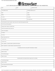 Document preview: Sample Rensselaer Exit Interview Information Form