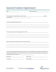 General Contract Agreement Template Download Printable PDF | Templateroller