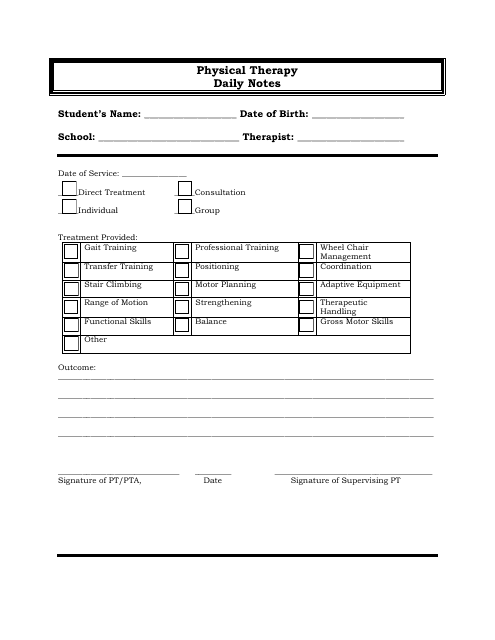 Daily Physical Therapy Notes Template
