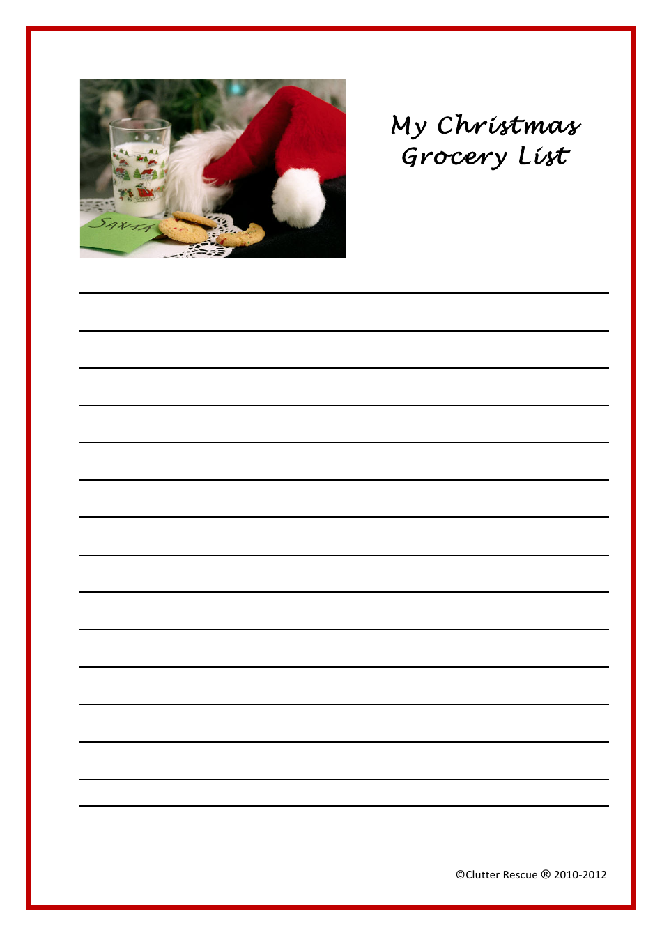 Christmas Grocery List Template, Page 1