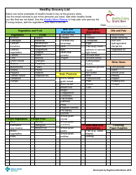 Document preview: Healthy Grocery List Template - Alberta Health Services