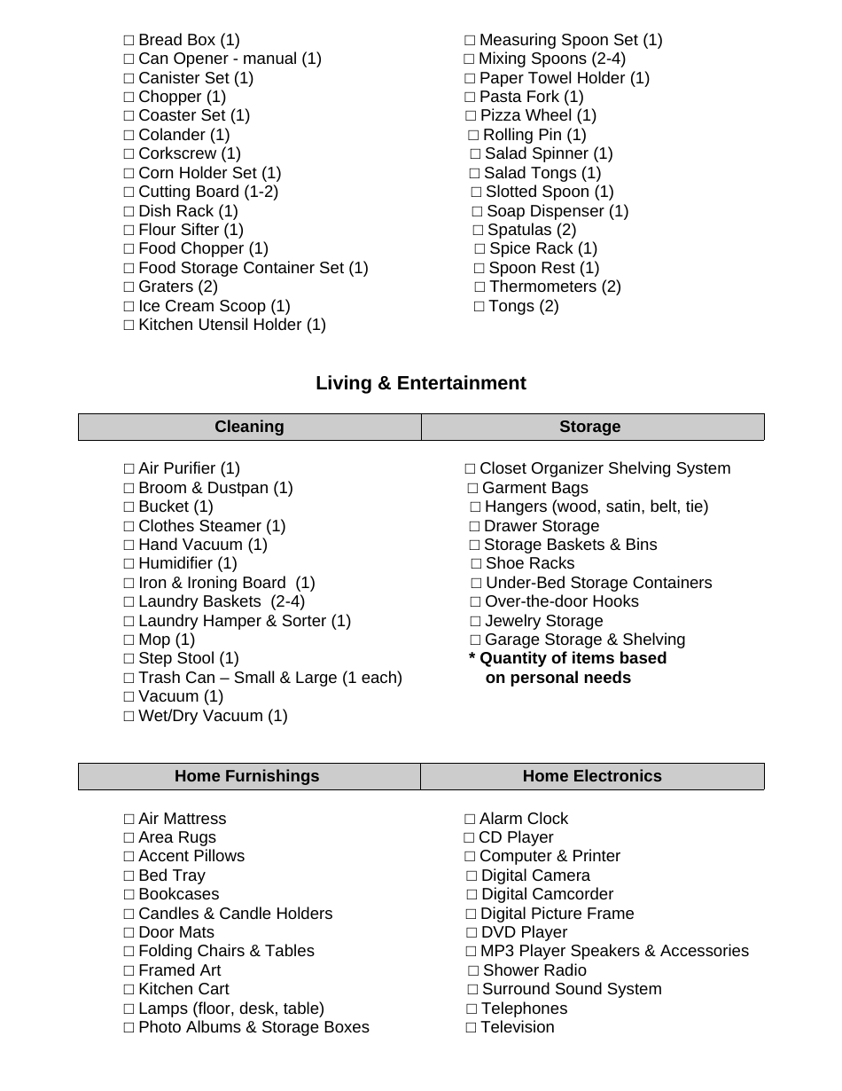 Bridal Registry Checklist Template, Page 3
