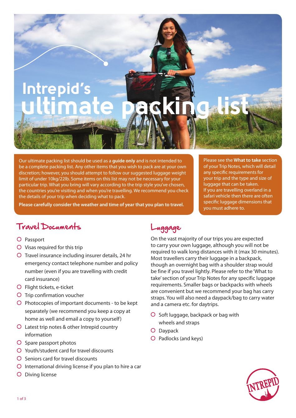 enhanced packing list - Intrepid travel