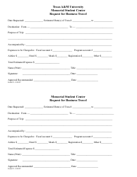 Document preview: Request Form for Business Travel - Texas a&m University - Texas