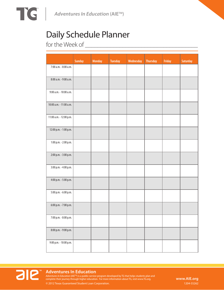 Daily Schedule Planner Template - Texas, Page 2