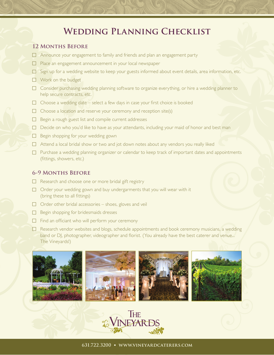 Wedding Planning Checklist Template - The Vineyards