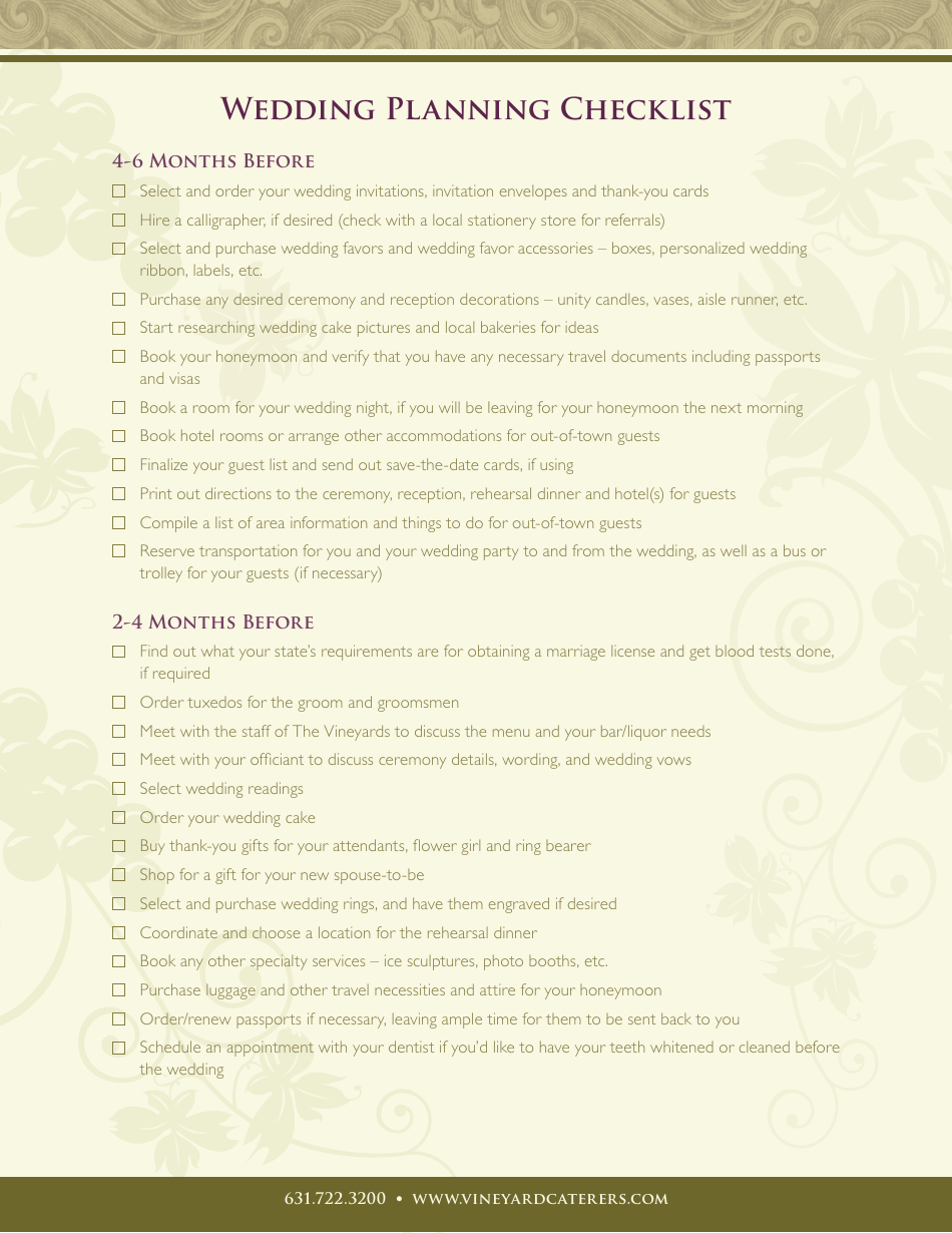 Wedding Planning Checklist Template - the Vineyards, Page 2