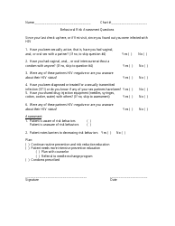 Document preview: Behavioral Risk Assessment Template