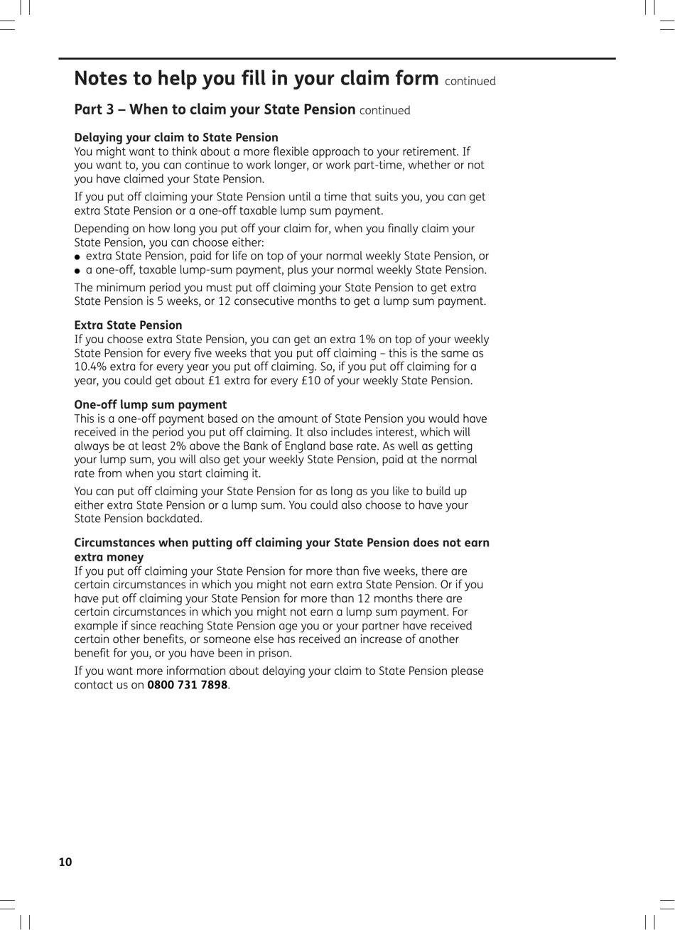 Form BR1 State Pension Claim Form - Born Before 6 April in 1951 (Men) or 1953 (Women) - United Kingdom, Page 10