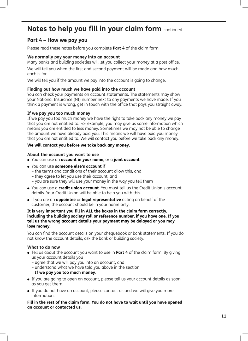 Form BR1 State Pension Claim Form - Born Before 6 April in 1951 (Men) or 1953 (Women) - United Kingdom, Page 11