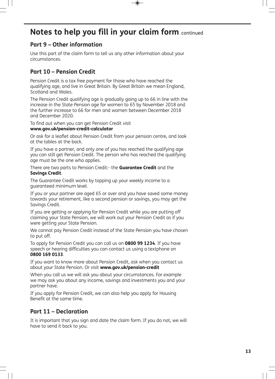 Form BR1 State Pension Claim Form - Born Before 6 April in 1951 (Men) or 1953 (Women) - United Kingdom, Page 13