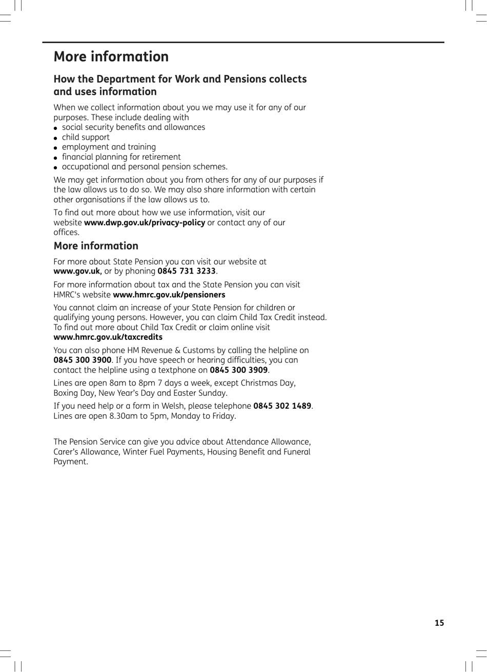 Form BR1 State Pension Claim Form - Born Before 6 April in 1951 (Men) or 1953 (Women) - United Kingdom, Page 15