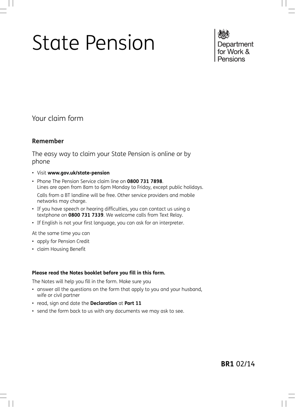 Form BR1 State Pension Claim Form - Born Before 6 April in 1951 (Men) or 1953 (Women) - United Kingdom, Page 17
