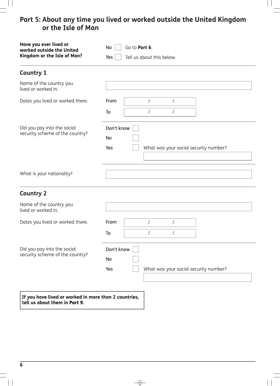Form BR1 State Pension Claim Form - Born Before 6 April in 1951 (Men) or 1953 (Women) - United Kingdom, Page 22