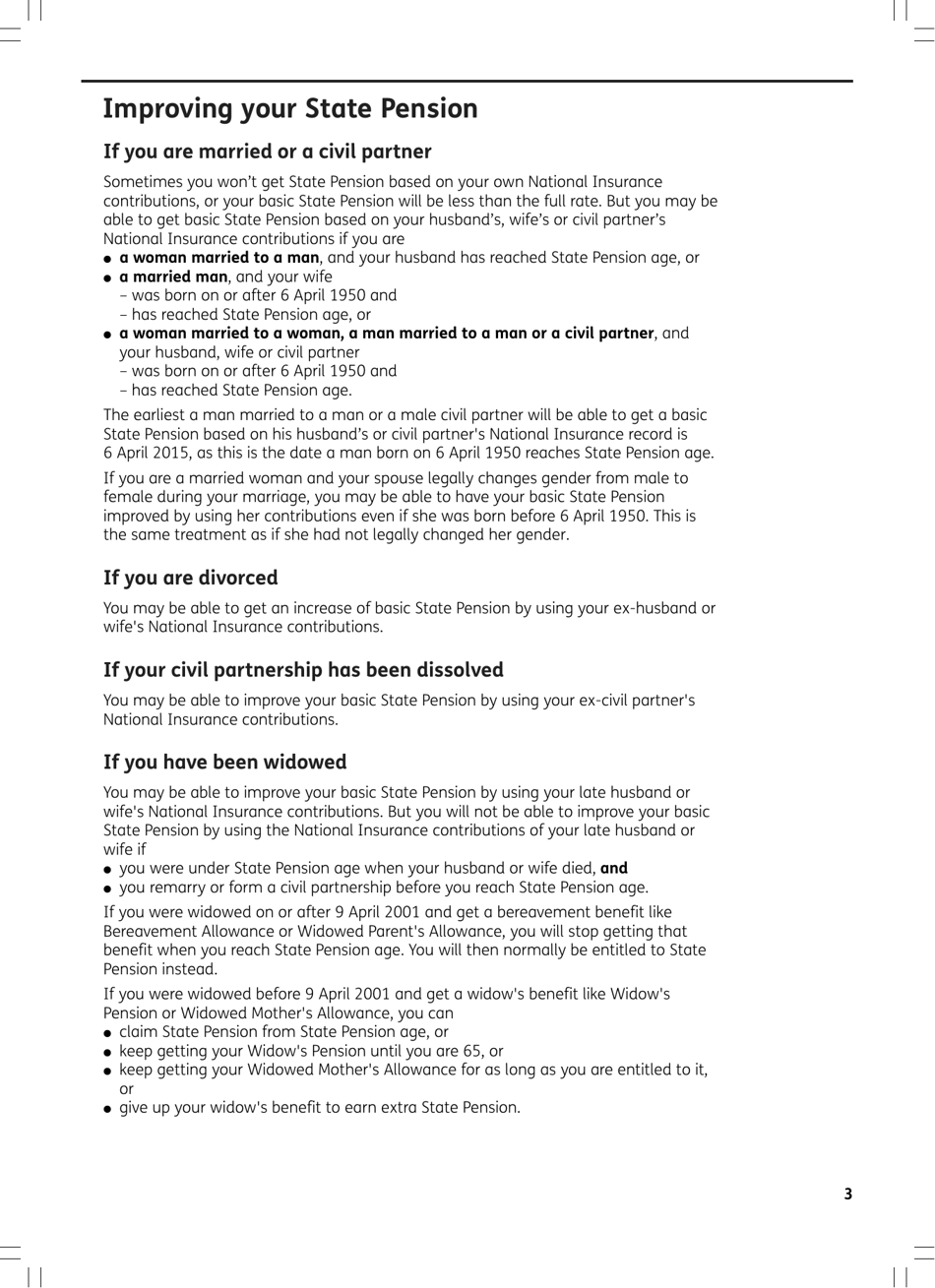 Form BR1 State Pension Claim Form - Born Before 6 April in 1951 (Men) or 1953 (Women) - United Kingdom, Page 3