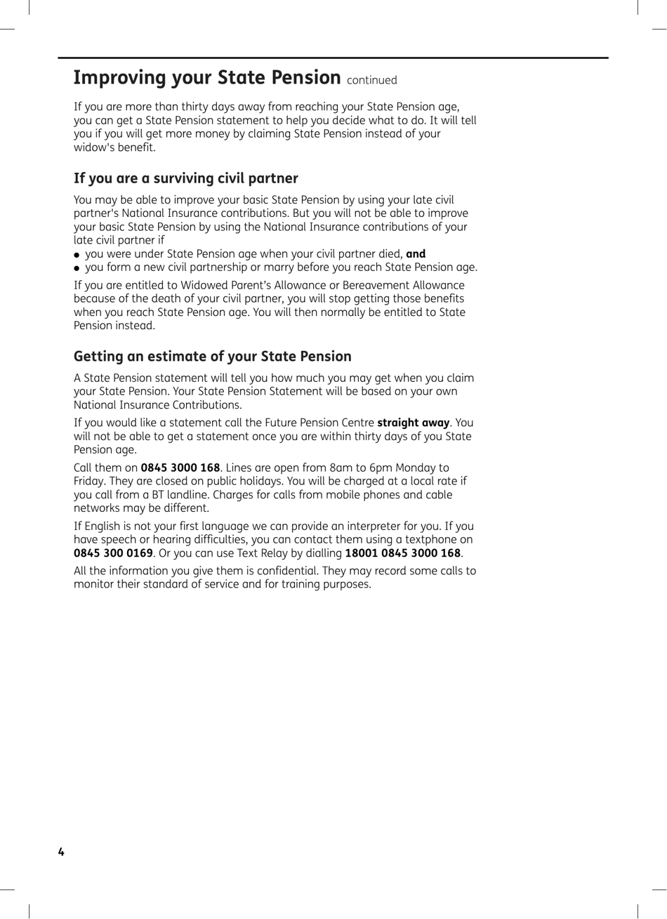 Form BR1 State Pension Claim Form - Born Before 6 April in 1951 (Men) or 1953 (Women) - United Kingdom, Page 4