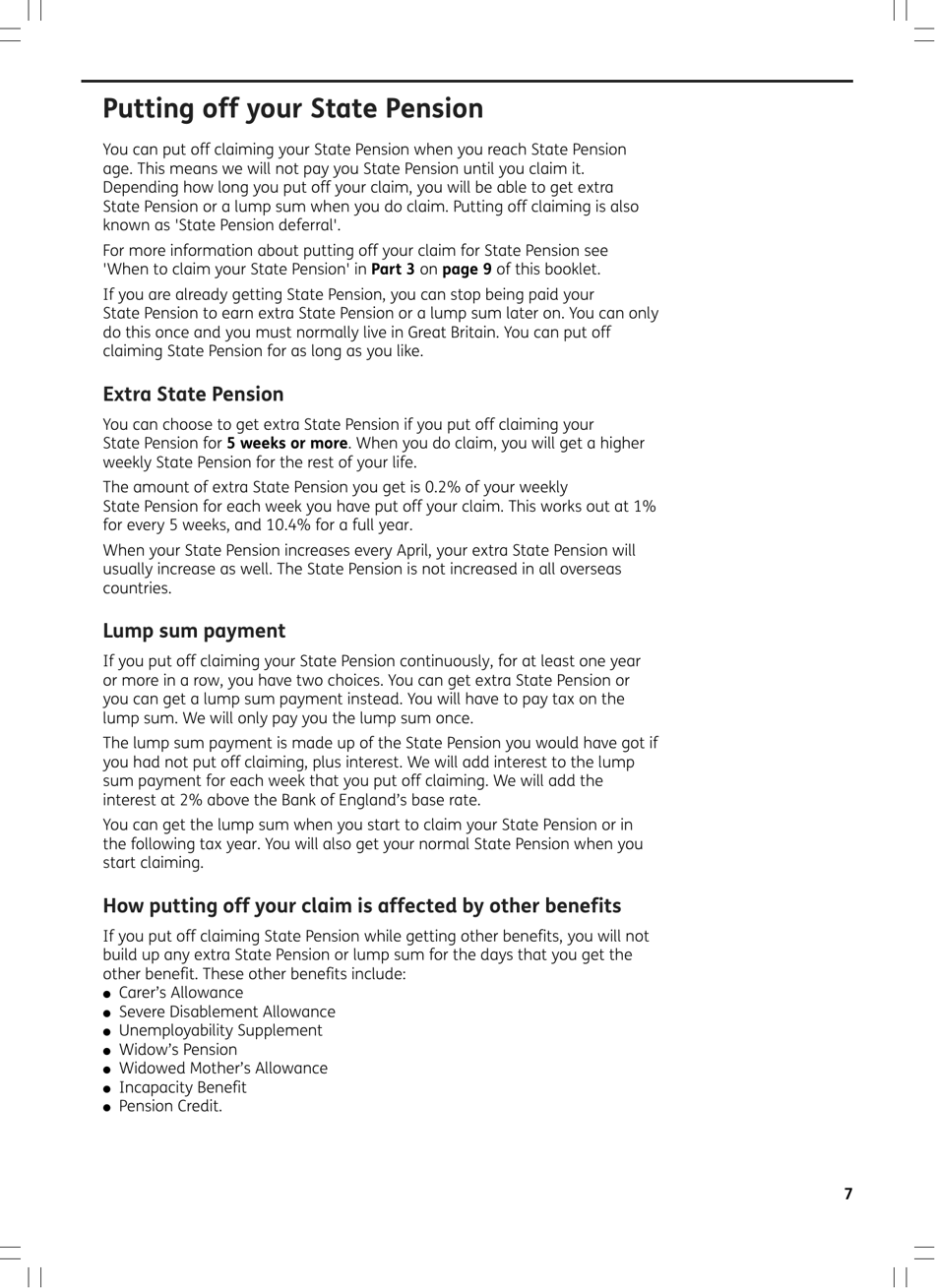 Form BR1 State Pension Claim Form - Born Before 6 April in 1951 (Men) or 1953 (Women) - United Kingdom, Page 7