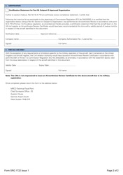 Form SRG1722 Notification of the Completion of an Airworthiness Review on Military Registered Civil Owned Aircraft (Mrcoa) - United Kingdom, Page 2