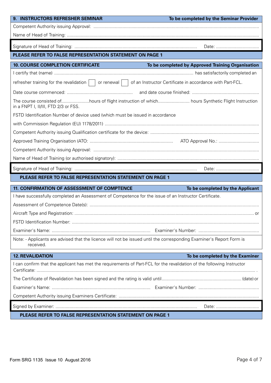 Form SRG1135 Application for the Revalidation or Renewal of an Instructor Certificate in Accordance With Part-Fcl - United Kingdom, Page 4