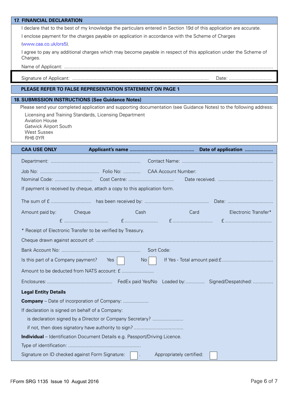 Form SRG1135 Application for the Revalidation or Renewal of an Instructor Certificate in Accordance With Part-Fcl - United Kingdom, Page 6