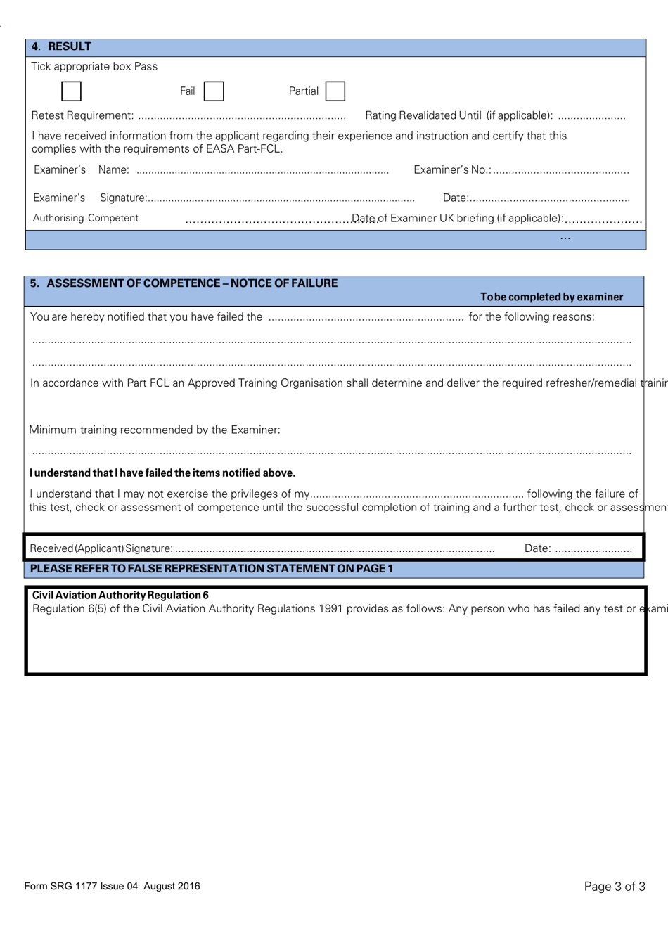 Form SRG1177 Examiners Record - Fi / Tri / Iri / Sfi / Sti (H) Assessment of Competence - United Kingdom, Page 3