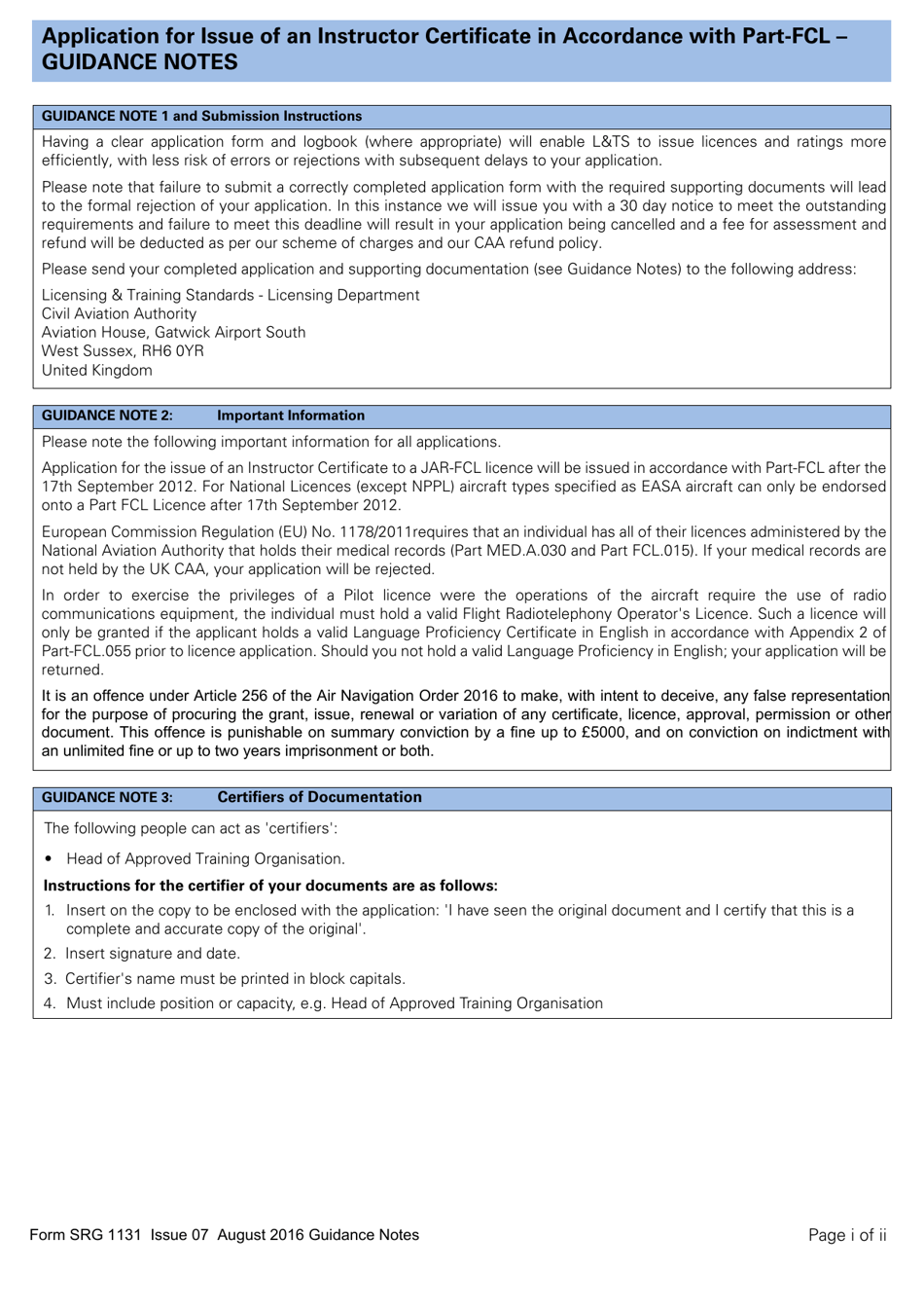 Form SRG1131 Application for Issue of an Instructor Certificate in Accordance With Part-Fcl - United Kingdom, Page 10