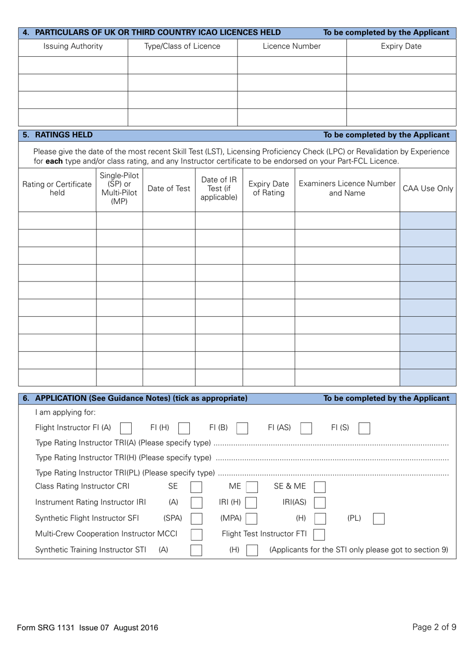 Form SRG1131 Application for Issue of an Instructor Certificate in Accordance With Part-Fcl - United Kingdom, Page 2