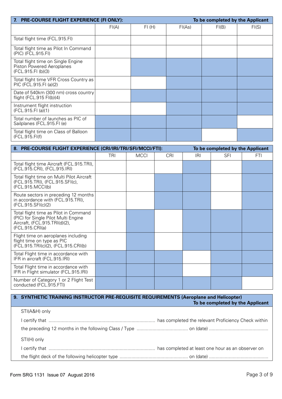 Form SRG1131 Application for Issue of an Instructor Certificate in Accordance With Part-Fcl - United Kingdom, Page 3