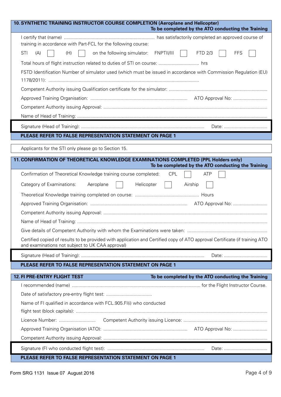 Form SRG1131 Application for Issue of an Instructor Certificate in Accordance With Part-Fcl - United Kingdom, Page 4