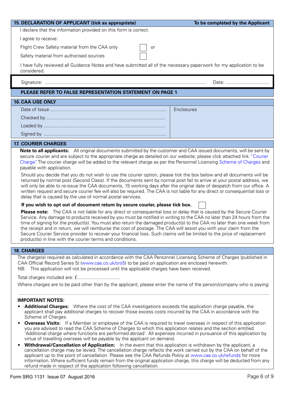 Form SRG1131 Application for Issue of an Instructor Certificate in Accordance With Part-Fcl - United Kingdom, Page 6