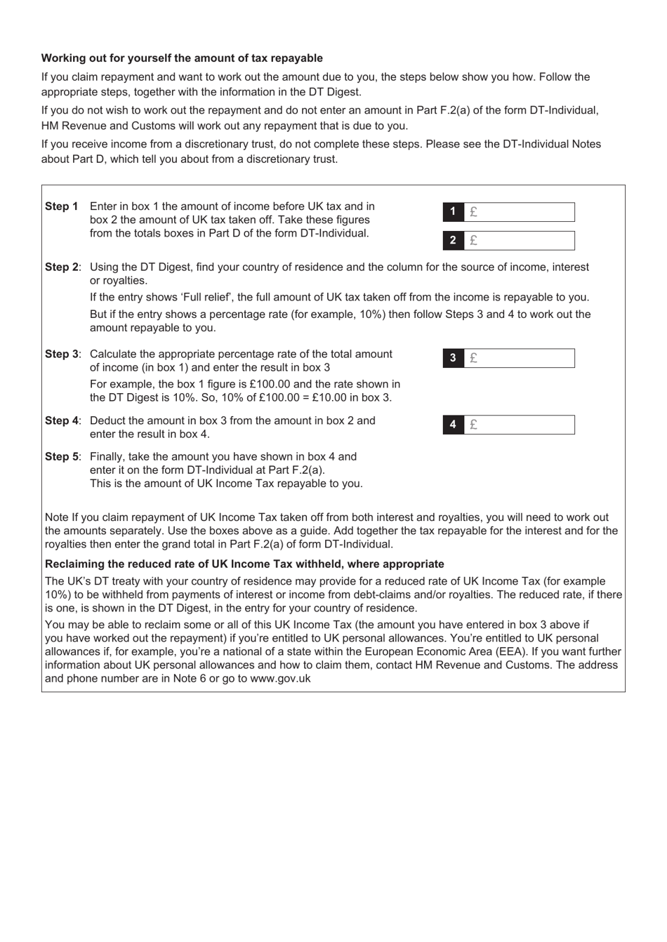 Form DT-INDIVIDUAL Double Taxation Treaty Relief - United Kingdom, Page 11